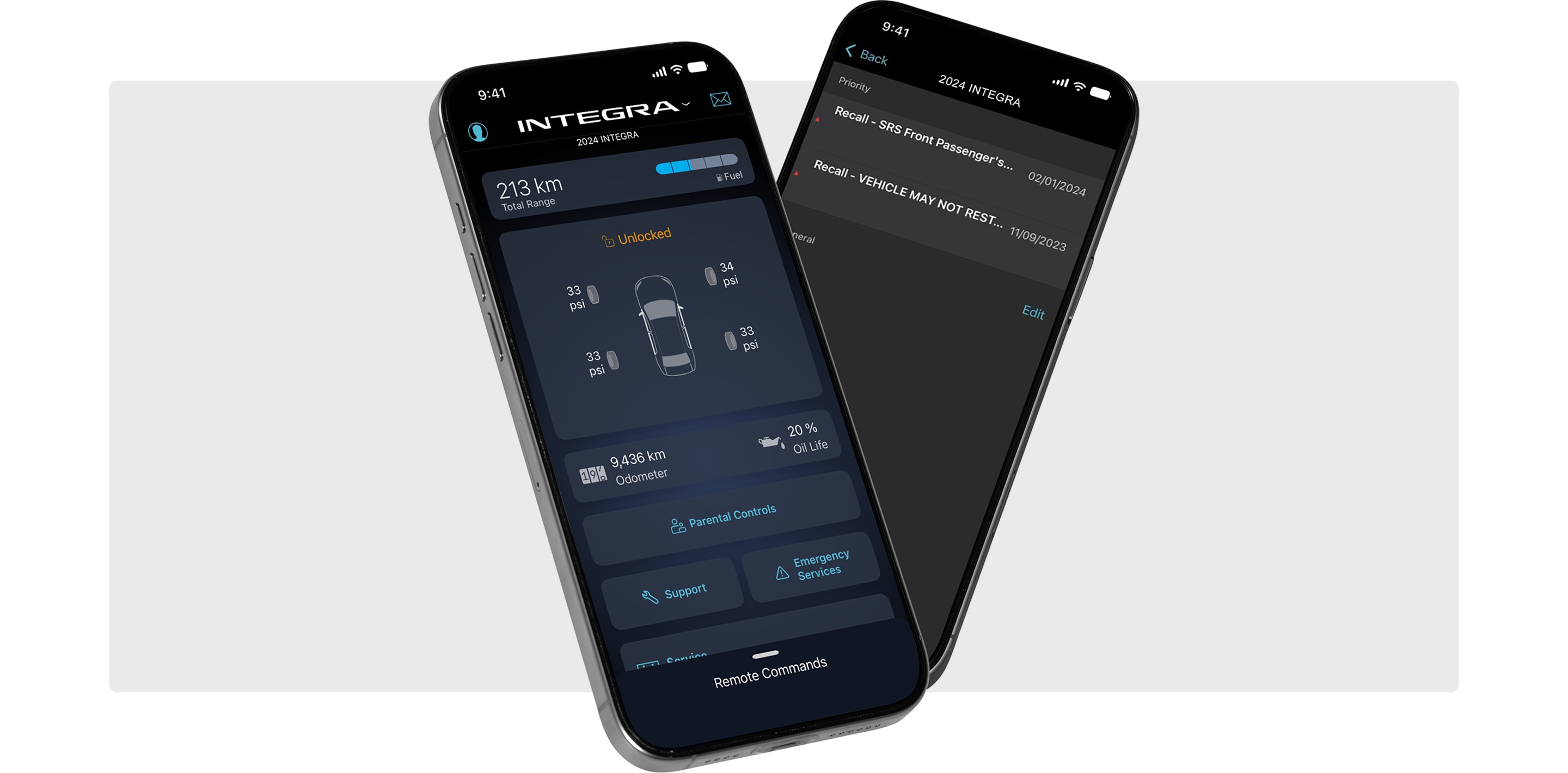 Smartphones depicting the AcuraLink app.