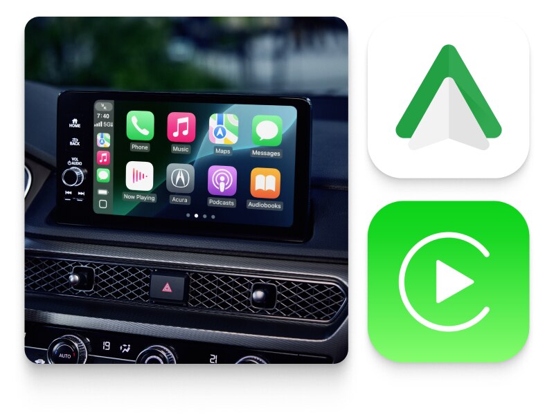 Apple Carplay and Android Auto app icons. 