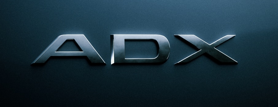 A logo on a black background that reads: “ADX” 