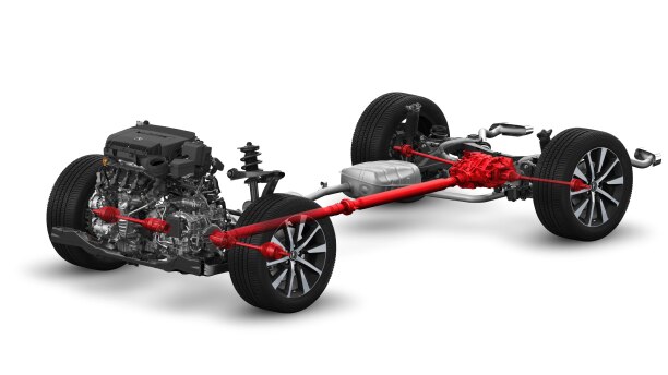 The chassis of a vehicle is depicted.