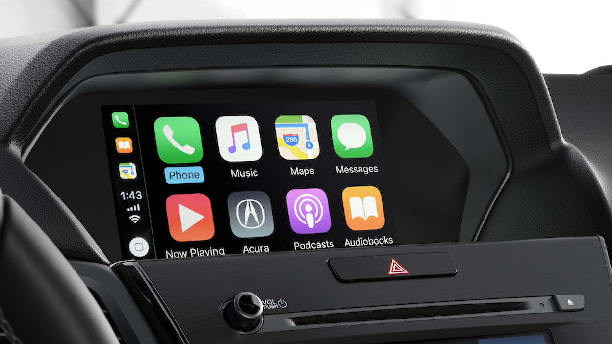 Image du tableau de bord de la ILX avec Apple CarPlayMD et Android AutoMC.