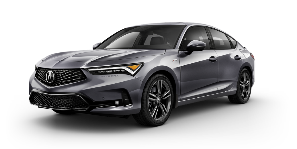 ¾ driver side front view of grey Integra A-SPEC on white space.