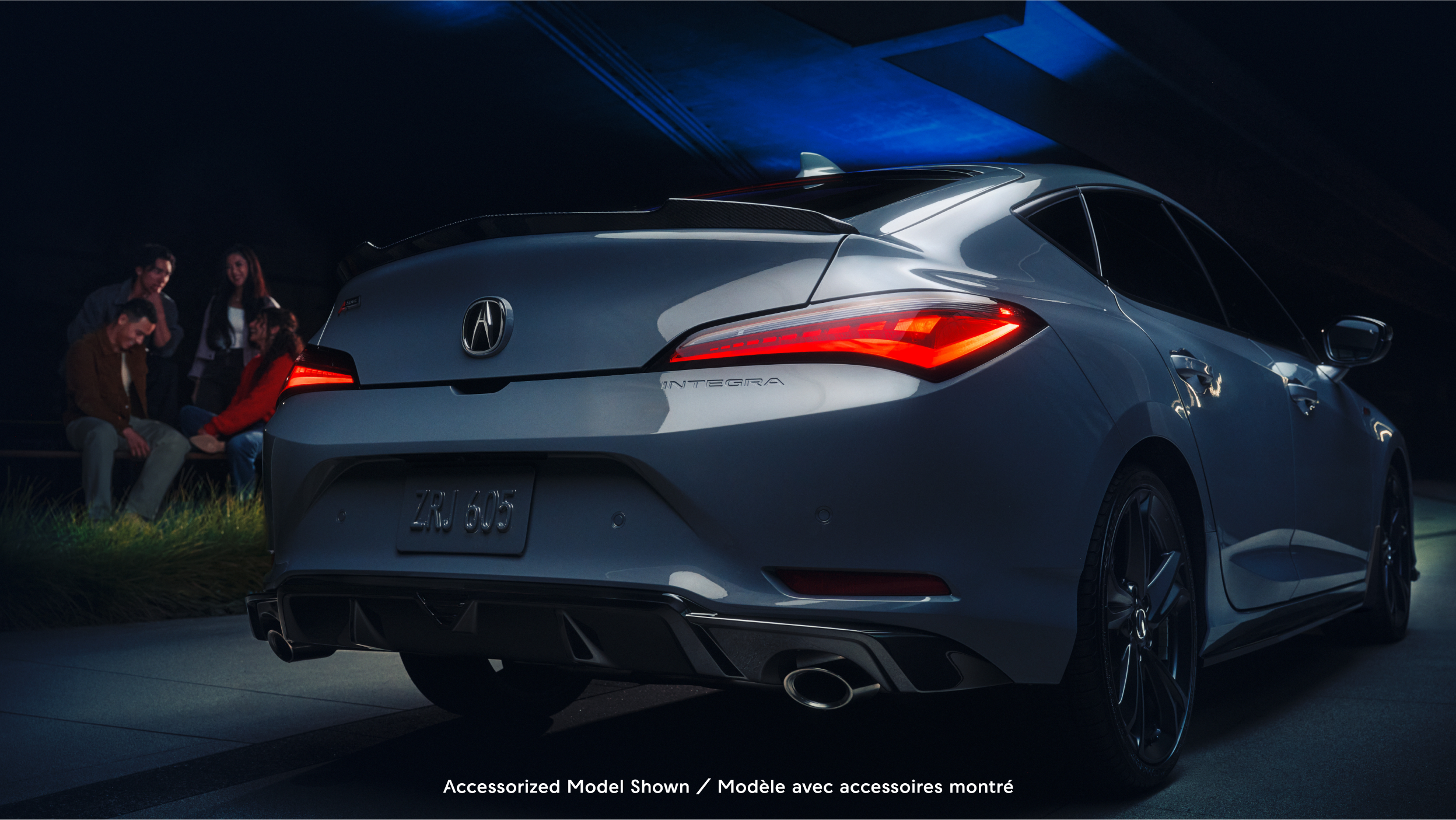 Rear angle of 2023 Integra with rear LED light on