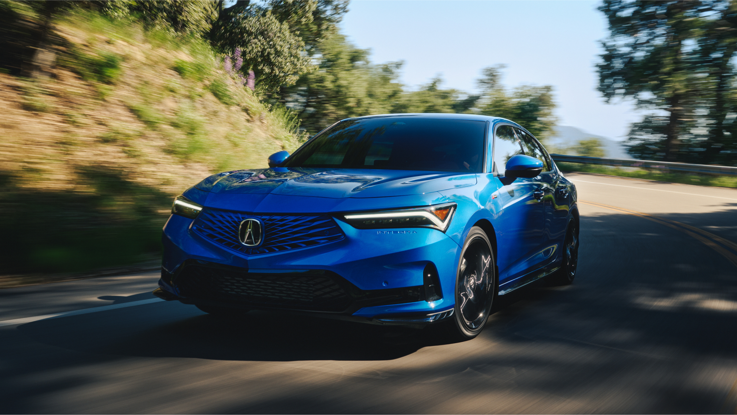 Overhead of 2023 Integra traveling on highway