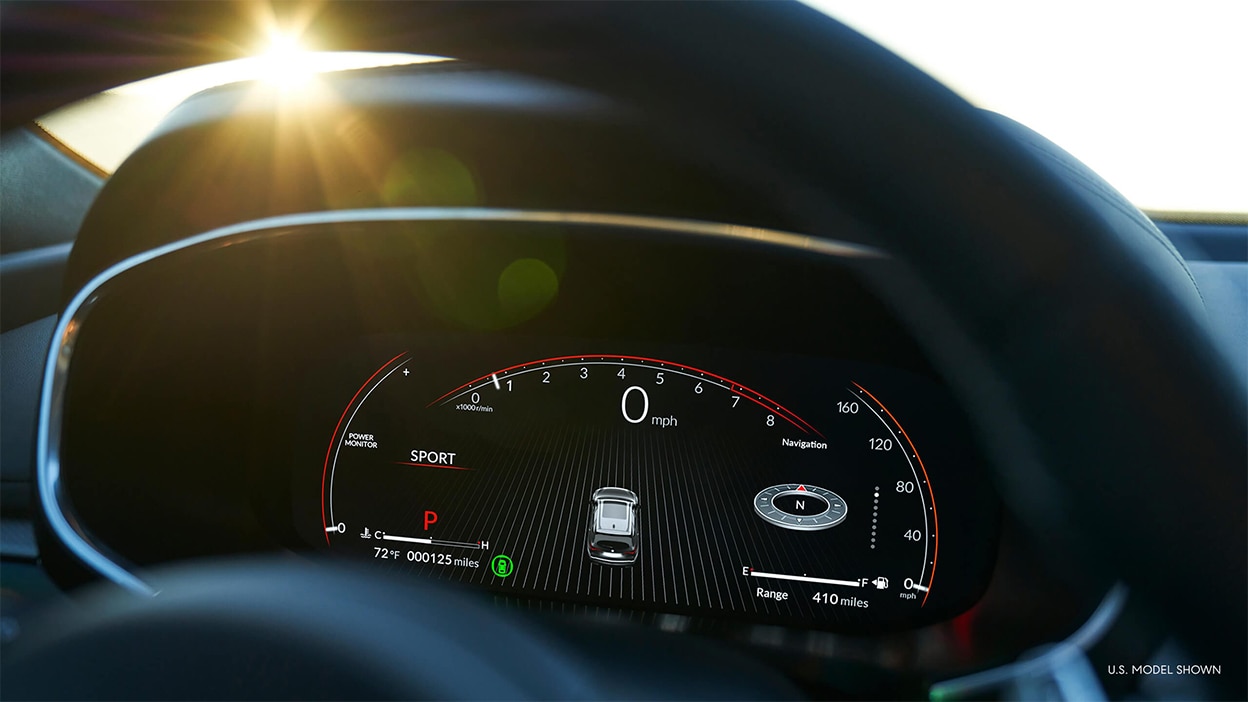 The speedometer on the dash of an MDX.