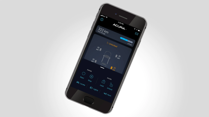 Smartphone with AcuraLink™ screen.