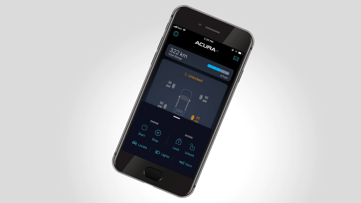 Smartphone with AcuraLink™ screen. 