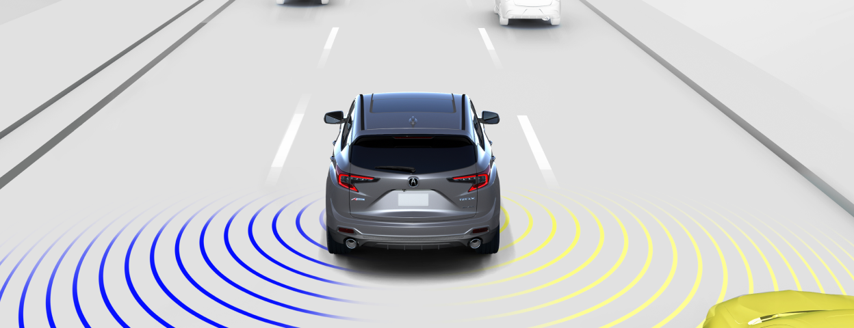 Rearview of Acura RDX emitting sensor waves.
