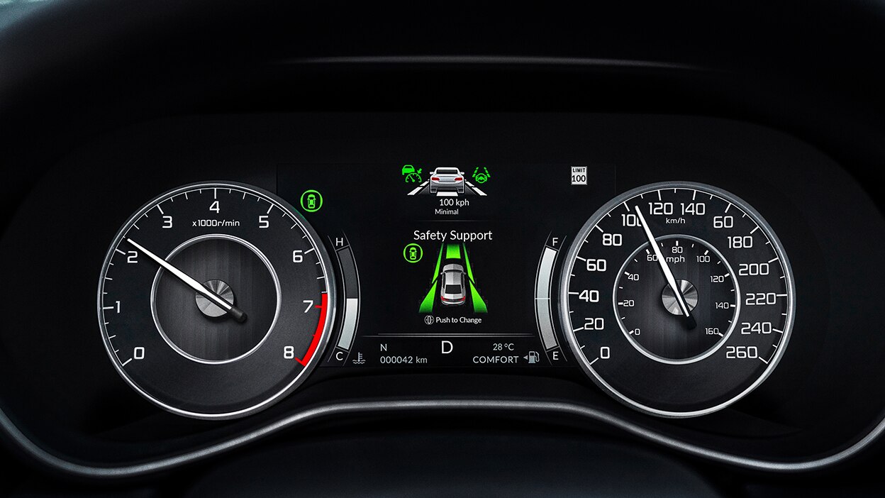 Afficheur sur le tableau de bord, comportant l’indicateur de vitesse et d’autres renseignements importants pour le conducteur.