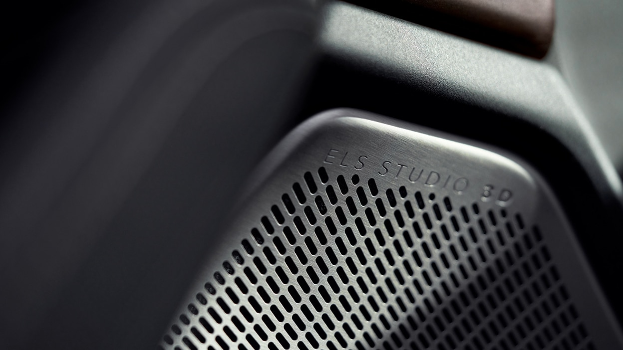 A close-up view of a speaker from the ELS Studio® 3D Premium Sound System.