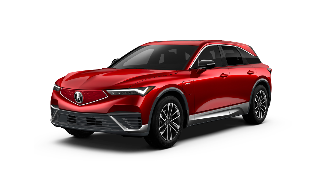 Plan de trois quarts avant du ZDX rouge sur fond blanc.