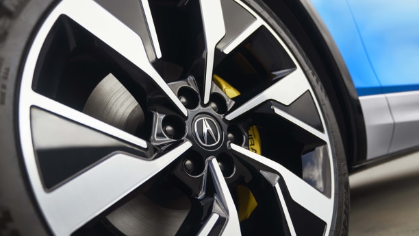 Closeup of wheel on blue ZDX.