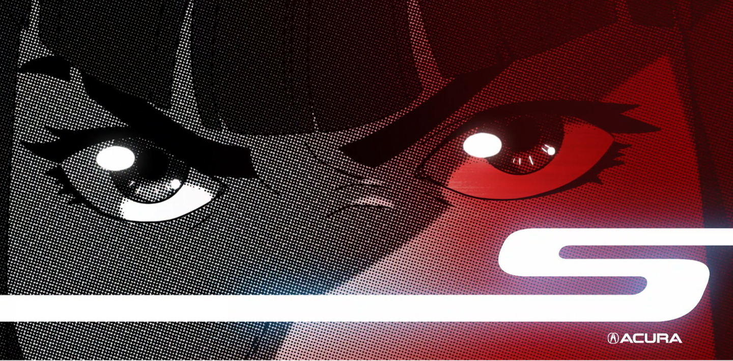 Anime rendering of an extreme close up of Chiaki’s eyes. 