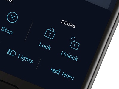 Close-up shot of the AcuraLink™ Remote Lock & Unlock* feature displayed on a smart phone screen./Gros plan de la fonction de verrouillage et de déverrouillage à distance (Remote Lock & Unlock) AcuraLinkMC* affichée sur l'écran d'un téléphone intelligent.