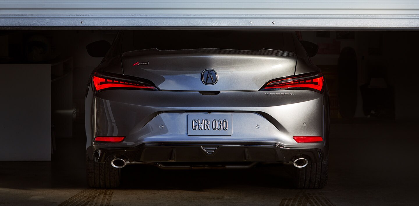 Rear view of the 2023 Integra showing the dual exhaust